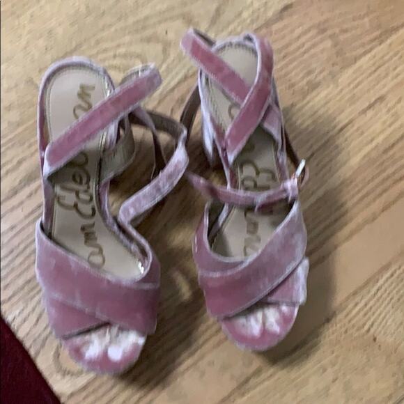 SAM ELDERMAN VELOUR‎ OPEN TOE SANDALS SIZE 7 - Picture 2 of 6